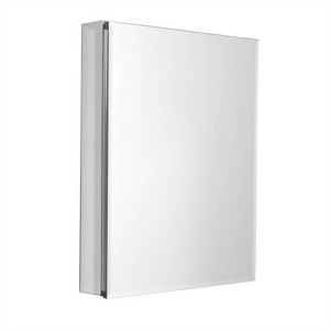 24" Aluminum Single Door Medicine Cabinet - Zenna Home: Beveled Mirror, 3 Shelves, Wall Mount - 1 of 4