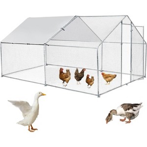 Large Chicken Coop, Metal Chicken Run for Yard with Waterproof and Anti-Uv Cover, Walk in Fence Cage for Outdoor Farm Use - 1 of 4