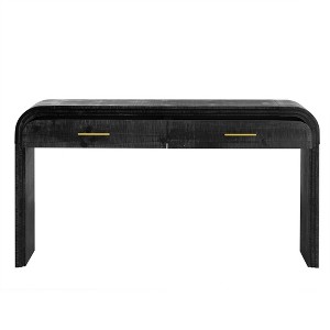 Vynxaria Retro Rounded Console Table MDF/Fir Veneer, 2 Hidden Drawers, 200LBS Top Capacity, 2 Colors, Partial Assembly - 1 of 4