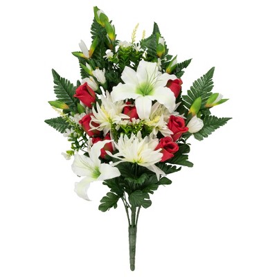 Allstate Floral 26 Dahlia, Lily and Rose Artificial Silk Floral Half  Bouquet