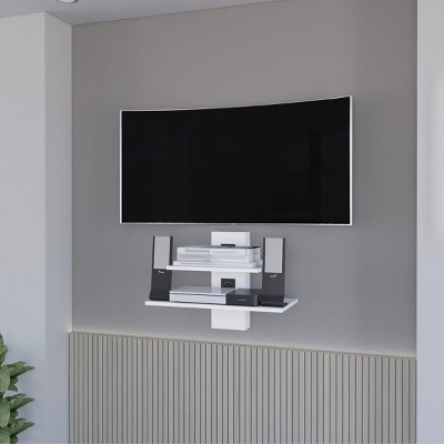 INFURNIC TV Stands and Consoles Minot Floating Shelf with Dual Shelves and Cable Management for Modern Living Room, White, 11.81"*23.66"*17.2"