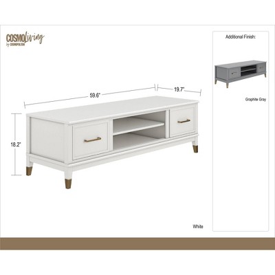 Westerleigh Crisp White 66" TV Stand with Gold Accents