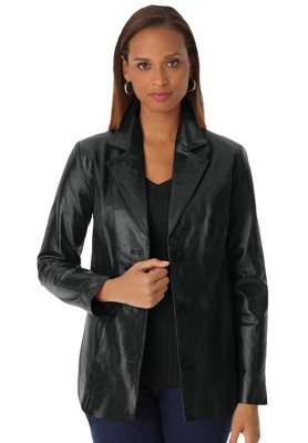 Jessica London Women's Plus Size Leather Blazer