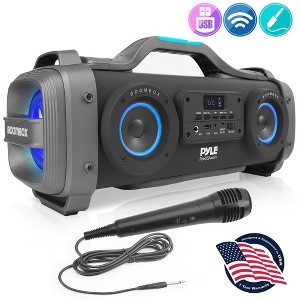 Pyle Portable Bluetooth Speaker System with Wired Microphone - 800 Watt MAX, FM Radio, RGB Lights - 1 of 4