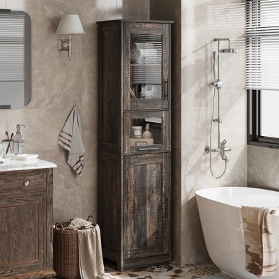 Narrow Bathroom Cabinet 67in H Tall Bathroom Storage Cabinet with 2 Doors & 1 Drawer Freestanding Slim Cabinet for Living Room Kitche