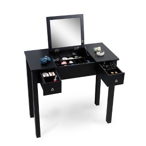 Vanity Table Set With Flip-Top Mirror, 2 Drawers Makeup Vanity Set for Bedroom Dressing Jewelry Storage - 1 of 4