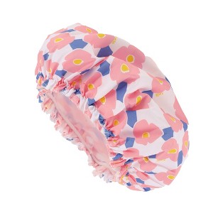 Unique Bargains Women's Flower Pattern Shower Cap 1 Pc - 1 of 3