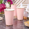 Juvale 50-Pack Light Pink Disposable Paper Cups with Gold Foil 12 oz Party Supplies - 3 of 4
