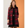 Allegra K Women's Buffalo Checks Winter Peter Pan Collar Long Plaid Coat - 2 of 4