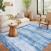 8'x10' Washable Chenille Floral Print Bedroom Living Room Rugs, Non Slip Stain Resistant Large Dining Room Rugs, Retro Accent Home Decor Carpet, Blue - 2 of 4