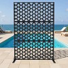 Metal Privacy Screen, Galvanized Steel Privacy Fence Panel with Stand, Decorative Room Divider for Patio, Deck, Balcony, Garden, Indoor/Outdoor Use - 2 of 4