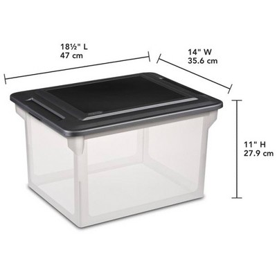 Sterilite Clear Stackable Plastic Storage Boxes with Black Lids, 4-Pack