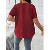 BLUEMING Women's Plus Size Ribbed Short Sleeve Tops V Neck Shirts Loose Lightweight Casual Pullover Blouses - 2 of 2