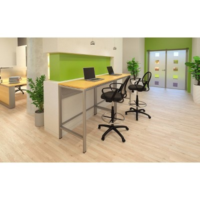 Black Mesh High Back Swivel Drafting Chair with Fixed Arms