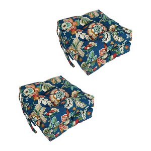 Blazing Needles, 16-inch Spun Polyester Patterned Outdoor Square Tufted Chair Cushions (Set of 4) - 1 of 2