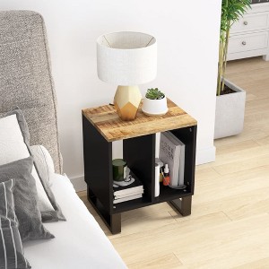 vidaXL Side Table 15.7 in.x12.2 in.x18.1 in. Solid Wood Mango&Engineered Wood - 1 of 4