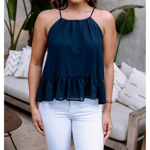 Women's Chiffon Halter Top - Veronica M - 1 of 4