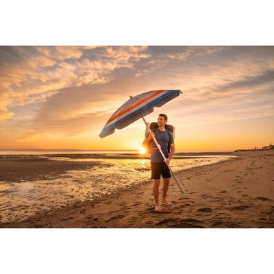 Phoenix Stripe 5.5' Tilt Beach Umbrella with Carry Bag