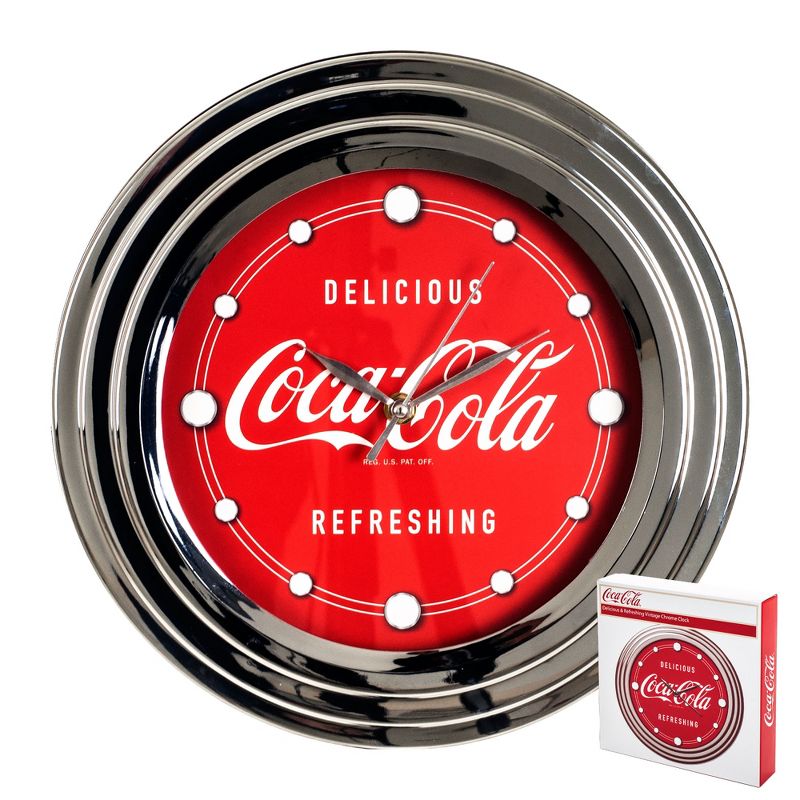 Hastings Home Coca-Cola Delicious Style Chrome-Finish Clock - 12", 1 of 5