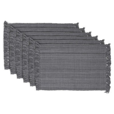 Gray Fringe Variegated Placemats (Set Of 6) - Design Imports