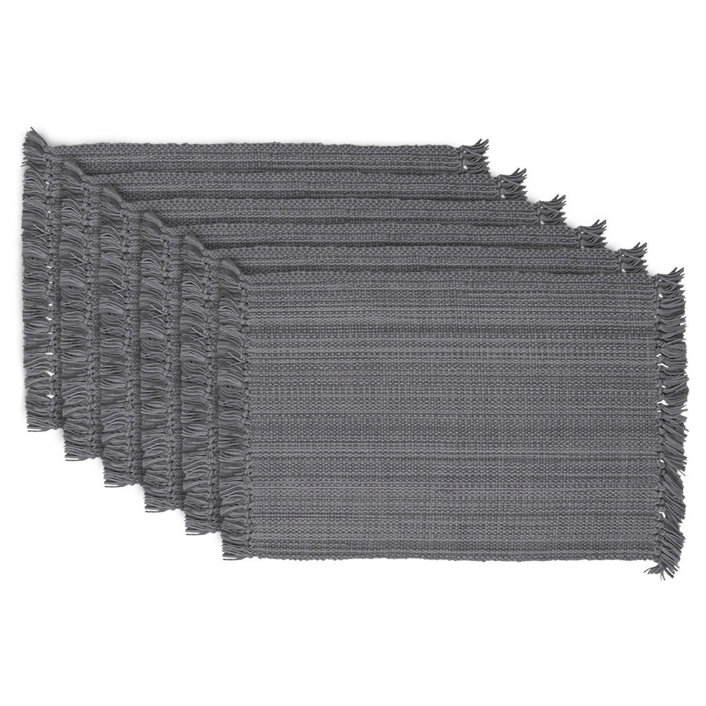 Photos - Tablecloth / Napkin Gray Fringe Variegated Placemats  - Design Imports(Set Of 6)