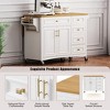 Embossed Texture Kitchen Storage Cart on Wheels, with Drop Leaf, Spice Rack, Towel Rack, Adjustable Shelf, 2 Doors & 5 Drawers, for Kitchen - 3 of 4