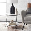 Avani Round Side Table - White Marble/Black - Safavieh - 2 of 4