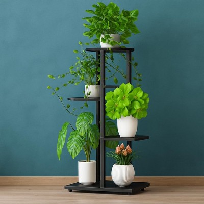 coucheta 4 Tier Plant Stand, Metal Flower Pot Holder Shelf, Corner Tiered Multiple Flower Plants Display Shelving, for Living Room, Balcony