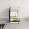 MaseiKar Kitchen sink sponge rack with drainage tray, kitchen sink organizer sponge brush soap tray metal rack - 2 of 4