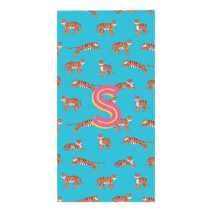 Personalization Mall Tiger Print Initial 30x60 Beach Towel - 1 of 2