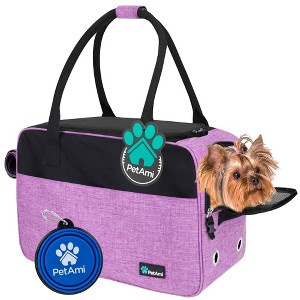 PetAmi Dog Purse Carrier, Airline Approved Soft Sided Pet Carrying Bag Pockets, Ventilated Puppy Cat Travel Carry Tote, Fleece Bed - 1 of 4