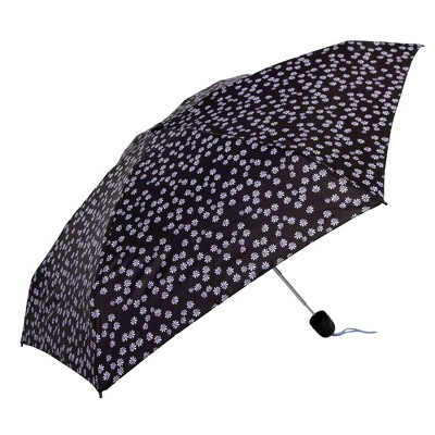 ShedRain Mini Manual Compact Umbrella - Navy Blue: Telescoping Shaft, Floral Pattern, 38" Span - image 3