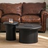 CAVINAS Coffee Tables for Living Room Modern Round Coffee Table Set of 2 with Unique Fluted Table Leg Design for Apartment Office, Black - 3 of 4