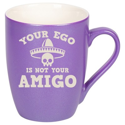 100 North Skull Sombrero 10 Ounce Passion Purple Metallic Finish, Comfortably Fits Your Hands, New Bone China Coffee Tea Cup Mug, Your Ego Is Not Your