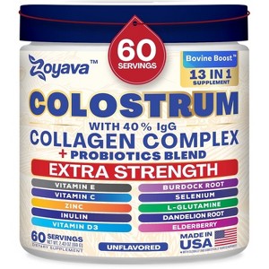 Zoyava Colostrum Powder 40% IgG, 13-in-1 Supplement, Collagen ...