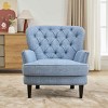 Vintage Lounge Chair with Nailhead Trim, Chair with Curved Backrest for Living Room, Wood Frame Chair with Polyester Cushion-Coolbibila - 2 of 4