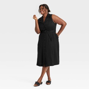 Women's Tie-Waist Midi Shirtdress - A New Day™ - 1 of 3