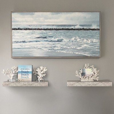 Beige Rustic Wood Floating Wall Shelves, 17.6 Inch, 2 Pack