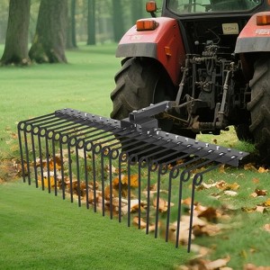 48 in Heavy-Duty Pine Straw Rake for Lawn Tractors & UTVs, 21-Tine Landscape Rake with 2 in Receiver Hitch - 1 of 4