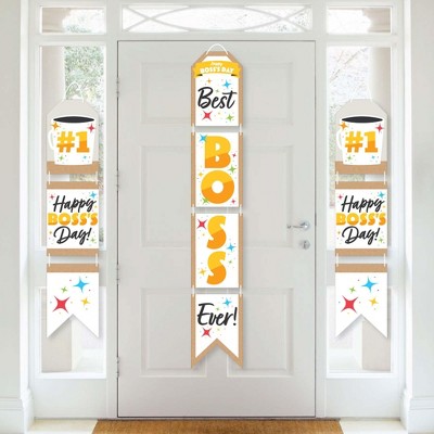 Big Dot of Happiness Happy Boss's Day - Hanging Vertical Paper Door Banners - Best Boss Ever Wall Decoration Kit - Indoor Door Decor