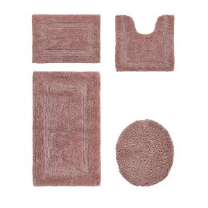 Lux Premium 100% Cotton Tufted Solid Reversible 4 Piece Bath Rug Set – Ultra-Soft, Water-Absorbent, Durable, Machine Washable Bathroom Rug - 1 of 4