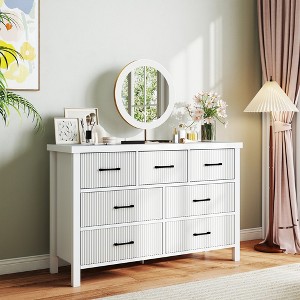 Molysoul 7-Drawer Dresser TV Stand , Modern Wood Chest with Metal Handles,Multi-Functional Storage Organizer for Bedroom, Living Room, Hallway - 1 of 4