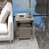 Vynxaria Farmhouse Modern Side Table with Storage - Gray, Open Shelf & Cupboard, 17.7" W x 15.4" D x 23.6" H - 2 of 4