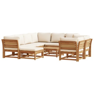 vidaXL Garden Lounge Set Cream, Natural Wood Solid Acacia wood, Polyester