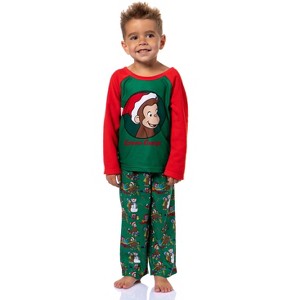 Curious George Toddler Boy's Christmas Fun Raglan Fleece Pajama 2-Piece Set Multicolored - 1 of 4