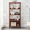 4 Tier Bookshelf, Bookcase Shelf Storage Organizer, Open Display Storage Book Shelves, Modern Book Shelf For Study Living Room Home Office - 4 of 4