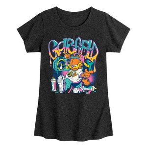 Girls' - Garfield - Garf Graffiti Fitted Short Sleeve Graphic T-Shirt - 1 of 4