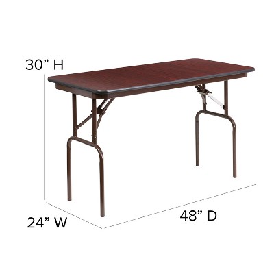 Mahogany Laminate Folding Banquet Table with Metal Frame