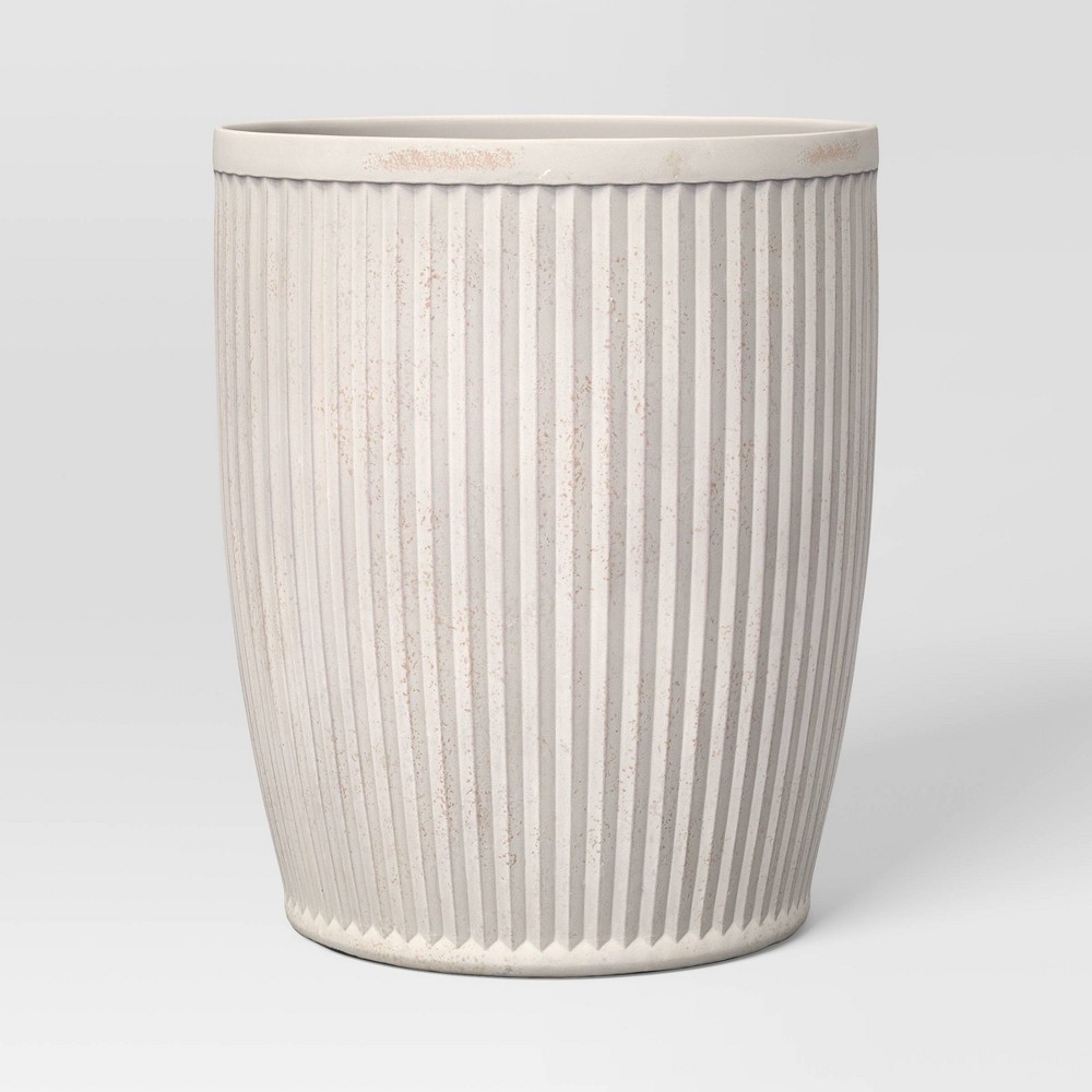 Weathered Ribbed Composite Indoor Outdoor Planter Pot 12"x12"x14.3" Off-White - Threshold™ designed with Studio McGee