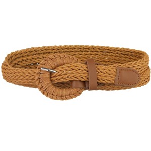 INSPIRE CHIC Women's PU Leather Braided Skinny Pin Buckle Waist Belt - 1 of 4